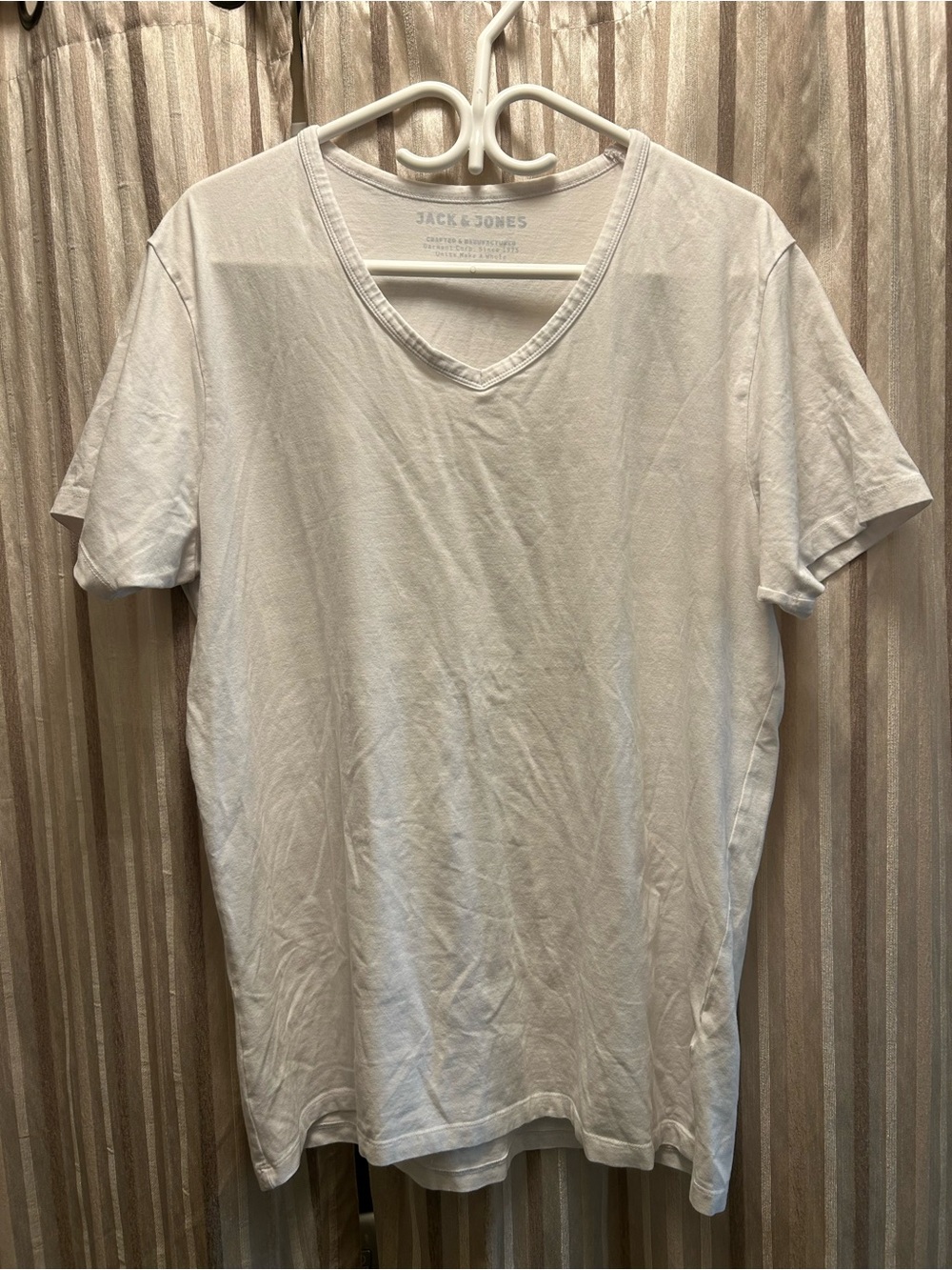 Jack & Jones White V-Neck Men's T-Shirt, SlimFit, Size XXL
